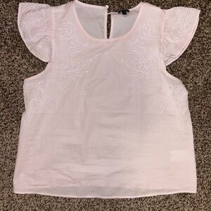 Women’s Light Pink Express Blouse with Embroidery and Flutter Sleeves